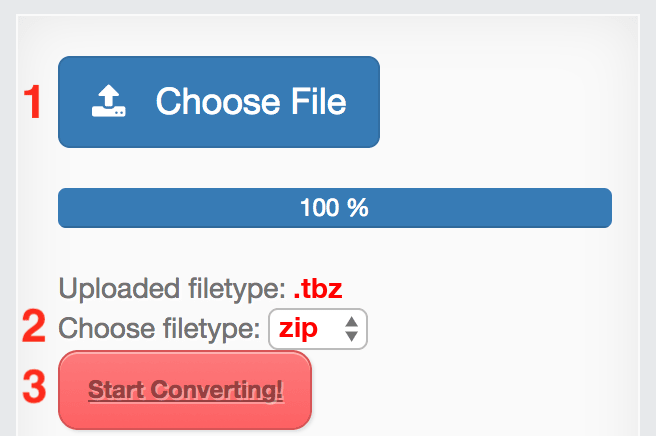 How to convert TBZ files online to ZIP